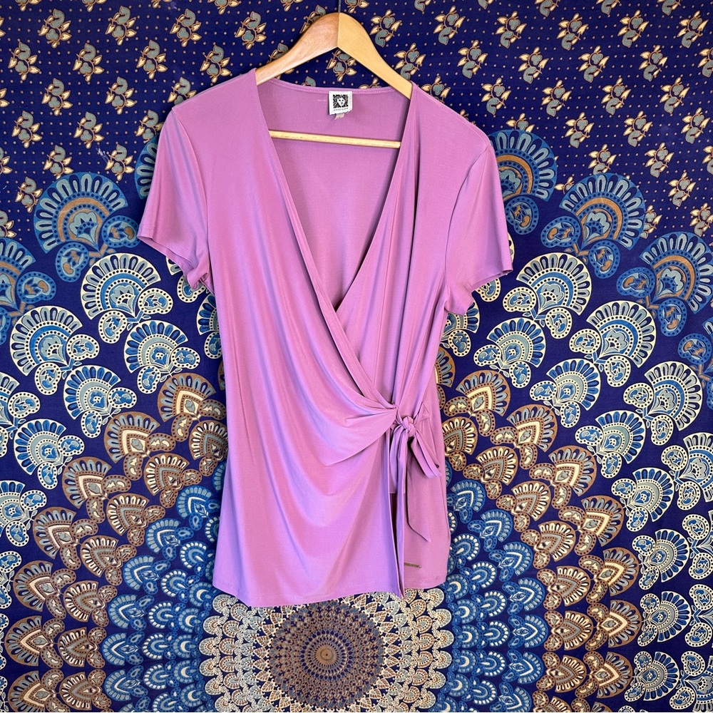 Anne Klein stretchy pink blouse EUC